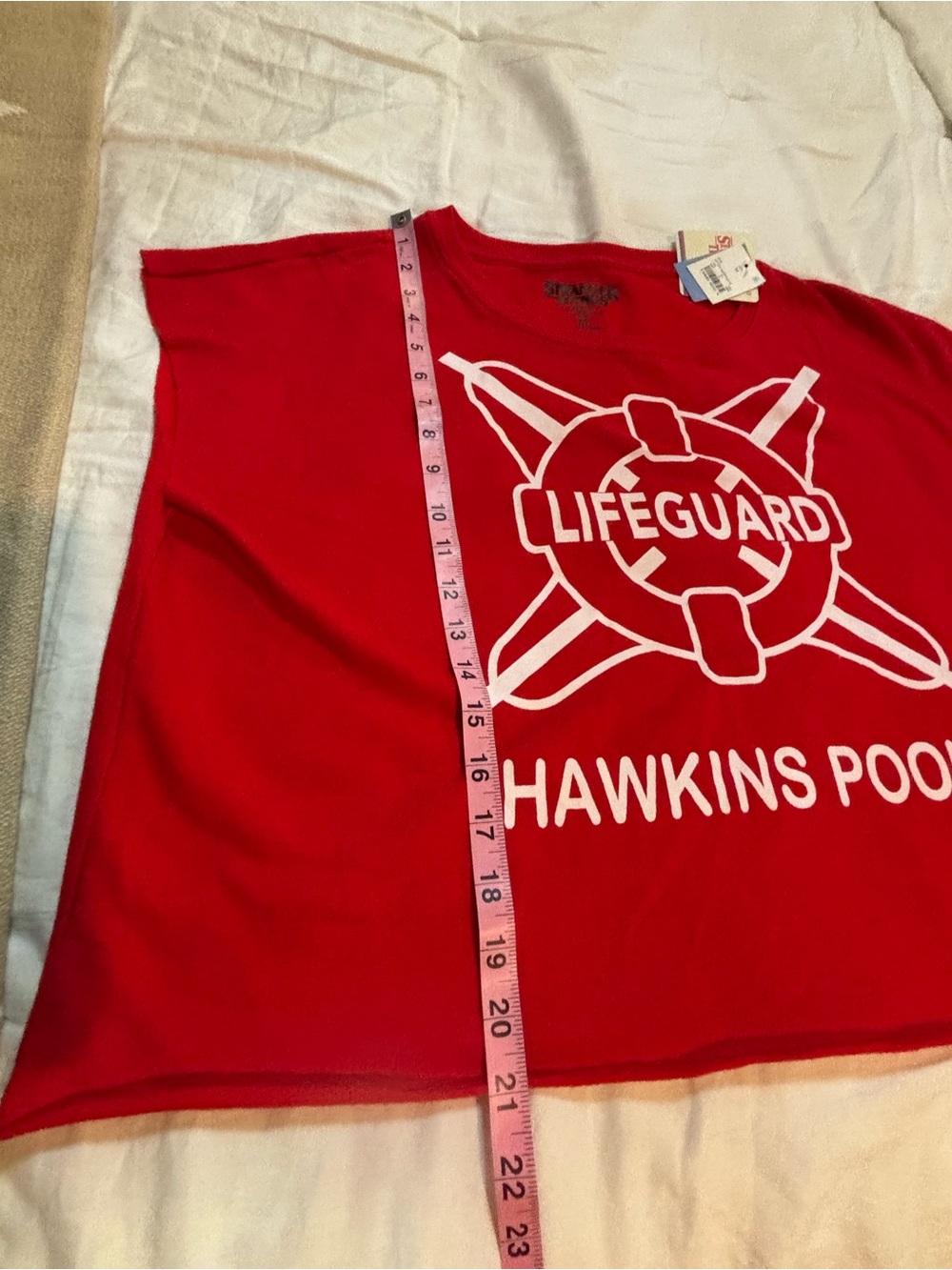 Stranger Things Hawkins Lifeguard Crop Top NWT Red Netflix Official Merch Med - Picture 10 of 11